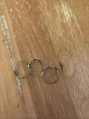 Set of Three Slim Wavy Stackable Rings - Silver Tone